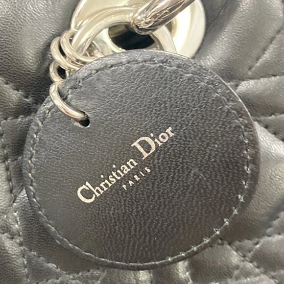 CHRISTIAN DIOR Logo Lady Cannage Shoulder Hand Bag Leather Black SHW 55KB222 - Picture 16 of 16